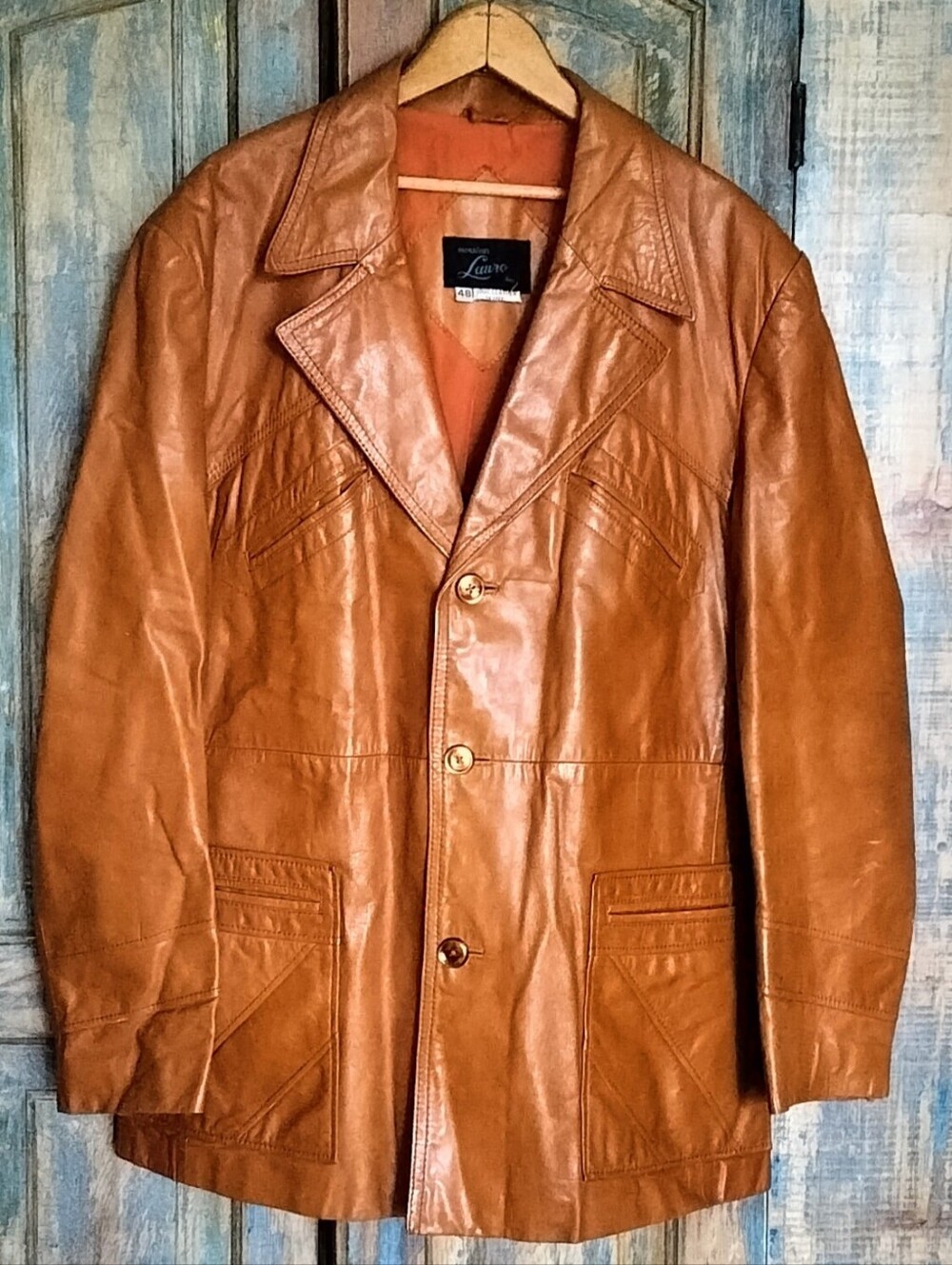 🔥 Vintage LEATHER Men's Jacket Monsieur Lauro Inc. Sz. 48 see measurements